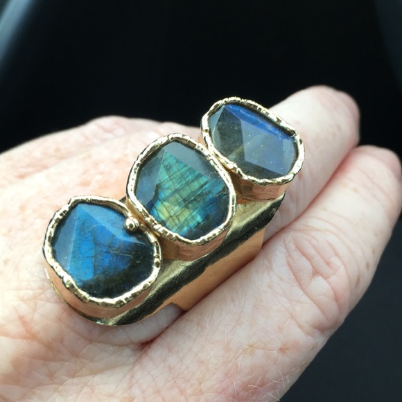 Love Tatum Jewelry - Love Tatum 24k gold adjustable ring w/ Labradorite